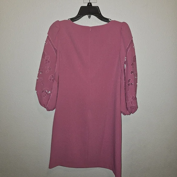 NWT Vince Camuto Pink Embroidered Puff Sleeve Shift Dress Size 0 - Picture 4 of 13